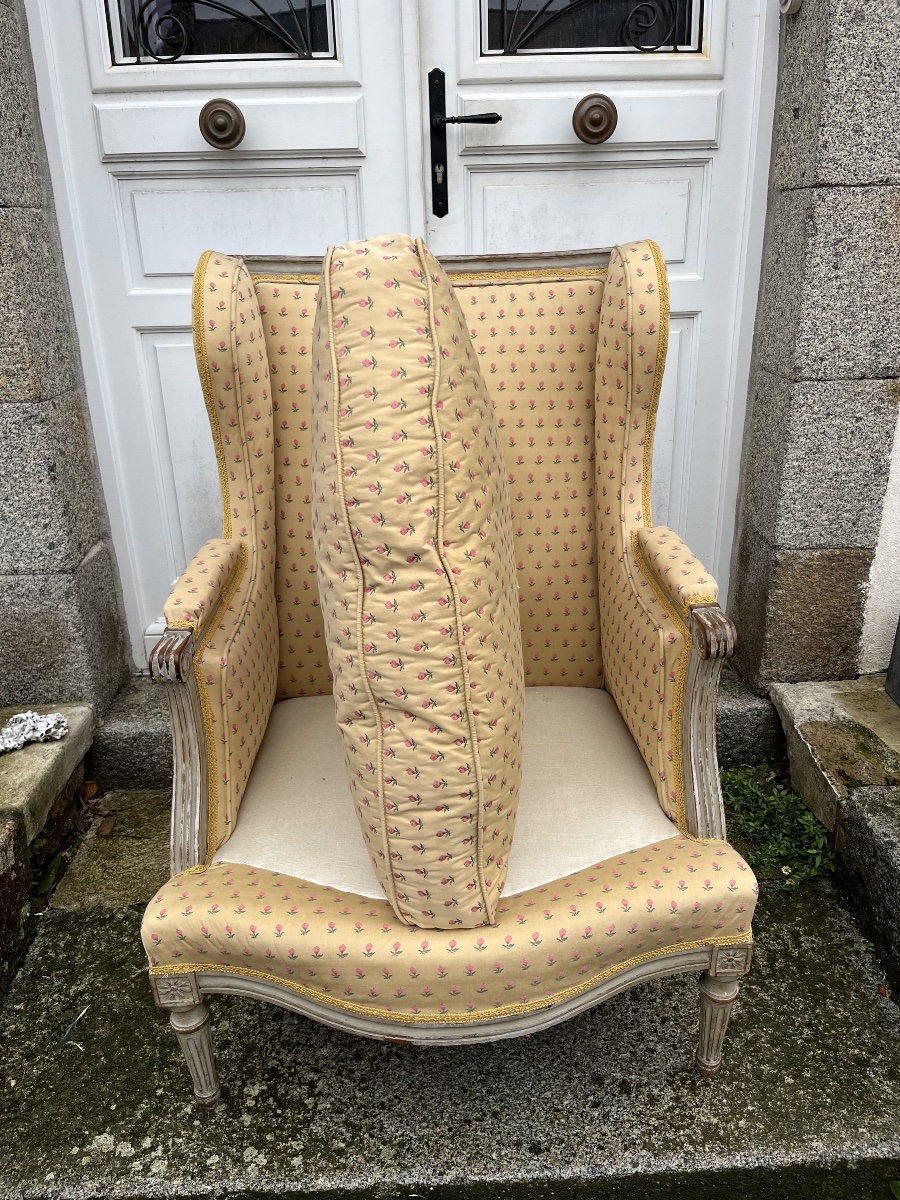 Bergère d’époque Louis XVI laquée -photo-3