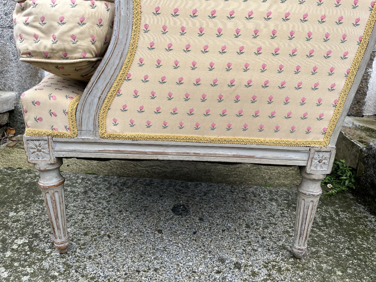 Bergère d’époque Louis XVI laquée -photo-4