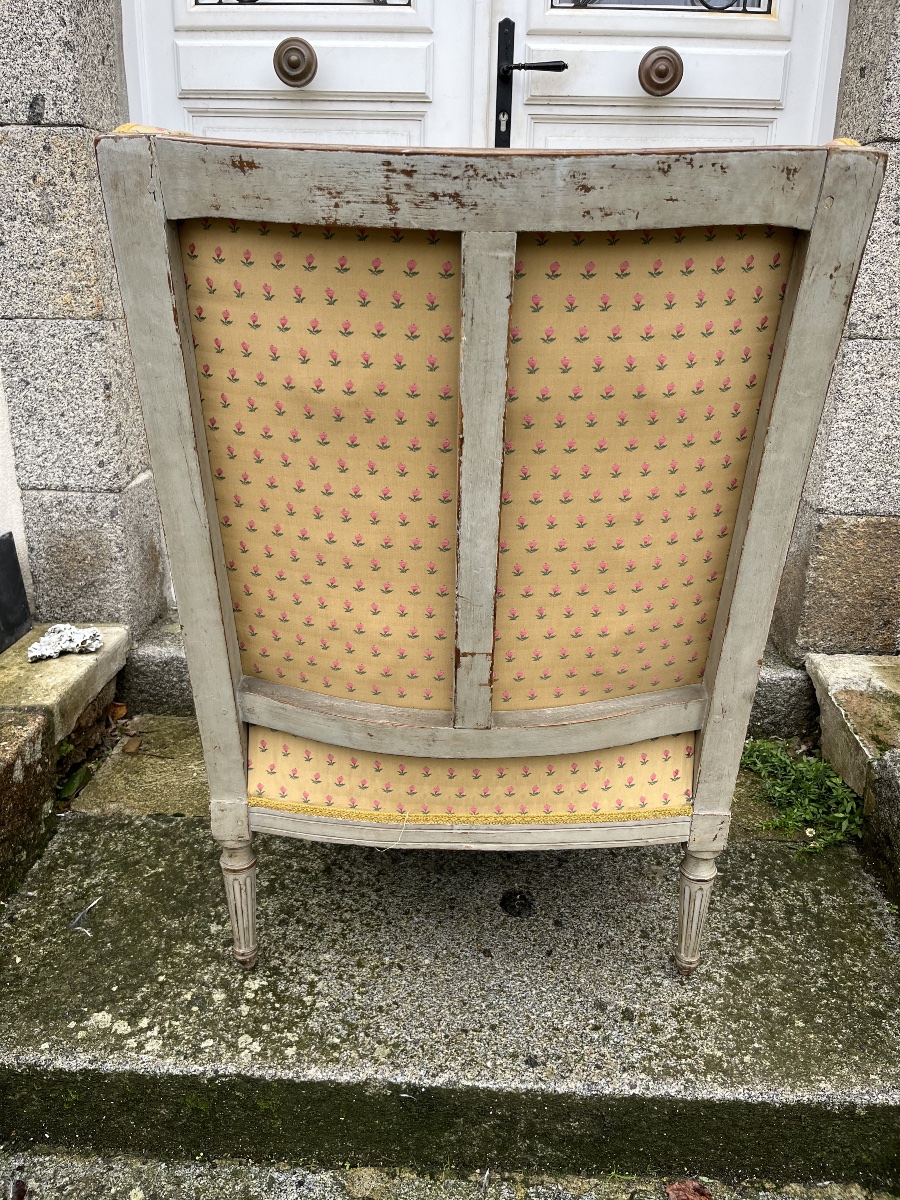 Bergère d’époque Louis XVI laquée -photo-5