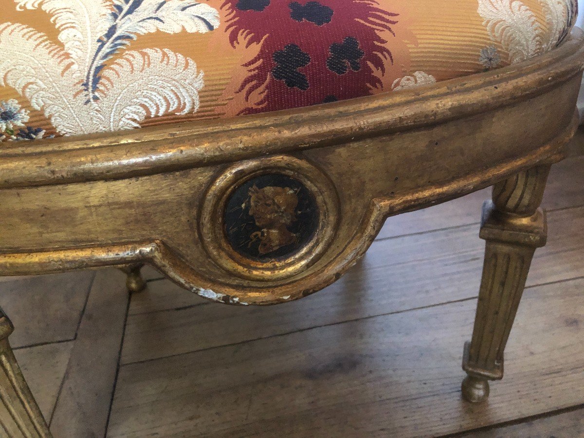 Italian Armchair With 18th Century Frame In Golden Wood-photo-1