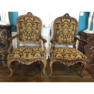 Pair Of Armchairs With Chassis, 18th Century Italy