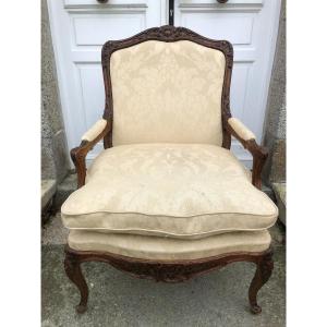 Large Armchair With Walnut Frame From The 19th Century