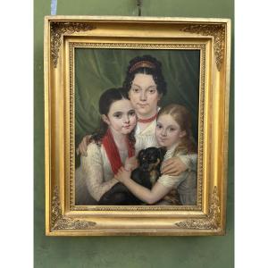Portrait De Famille d'époque Restauration