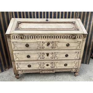 Large Louis XVI Period Scriban In Natural Oak 