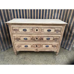Commode Liégeoise d’époque Louis XVI en chêne naturel 