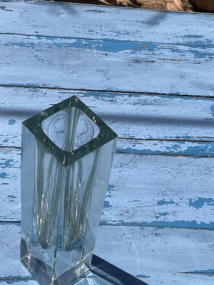 Rare Vase Transparent De Flavio Poli En Verre De Murano Vers 1970 -photo-2