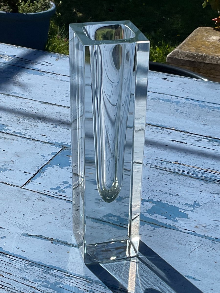 Rare Vase Transparent De Flavio Poli En Verre De Murano Vers 1970 -photo-4