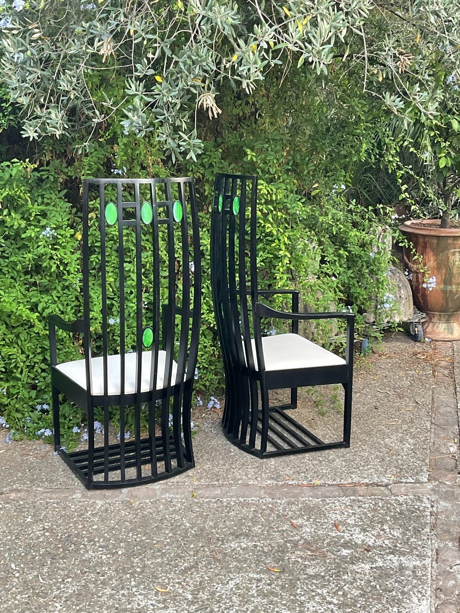 Paire De Fauteuils De Charles Rennie Mackintosh -photo-3