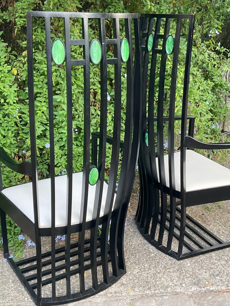 Paire De Fauteuils De Charles Rennie Mackintosh -photo-3