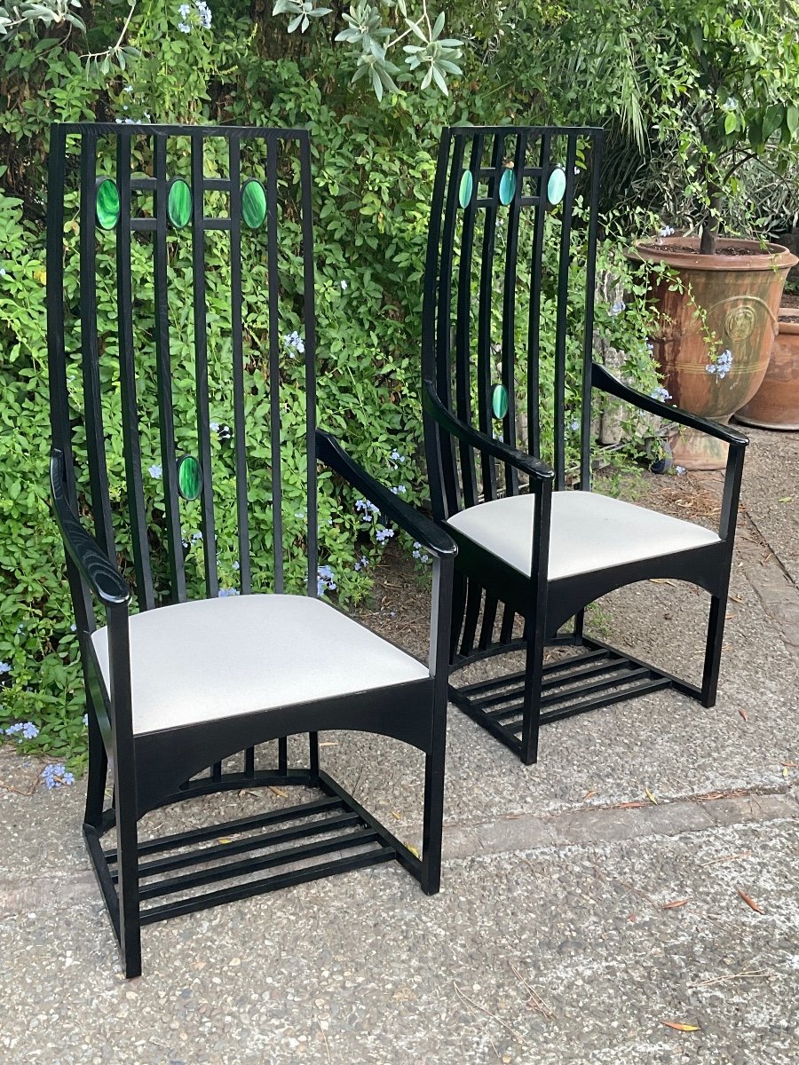 Paire De Fauteuils De Charles Rennie Mackintosh -photo-5