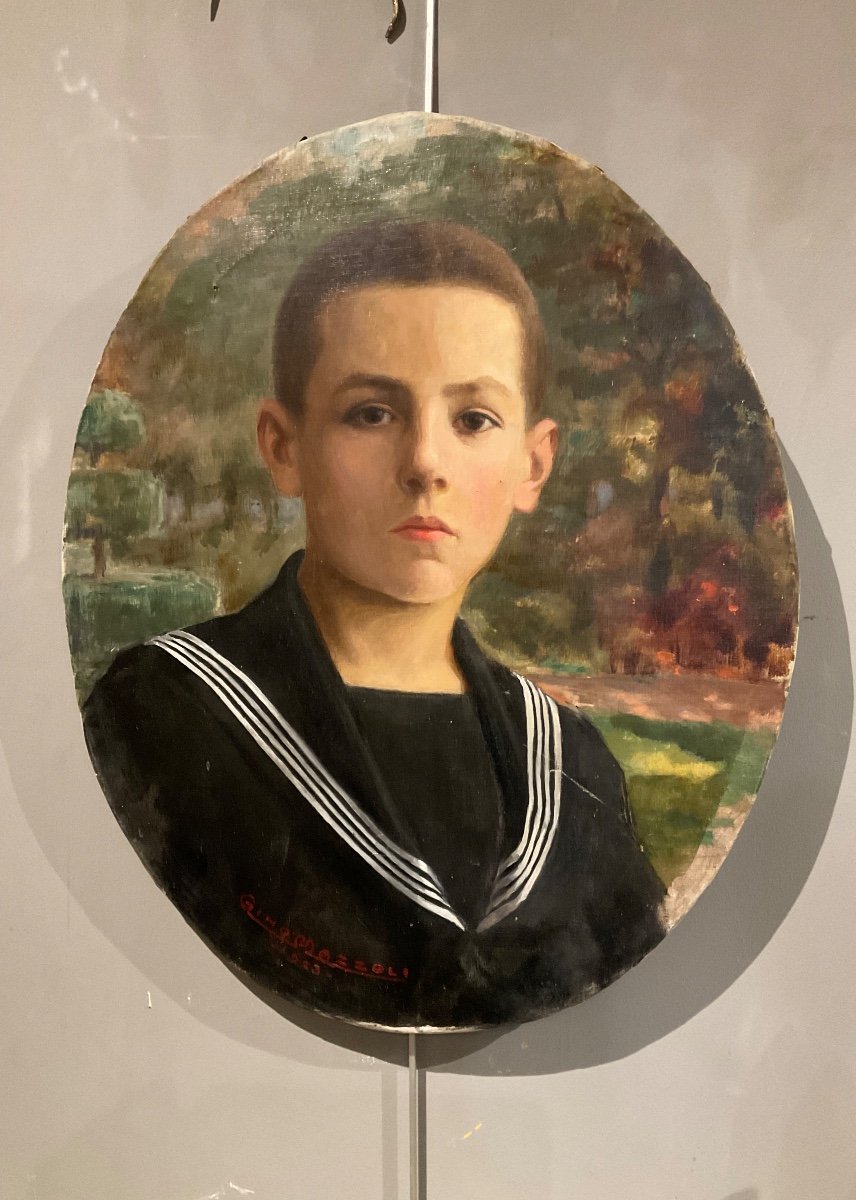 Portrait D Enfant Signé Gino Mazzoli Daté 1923
