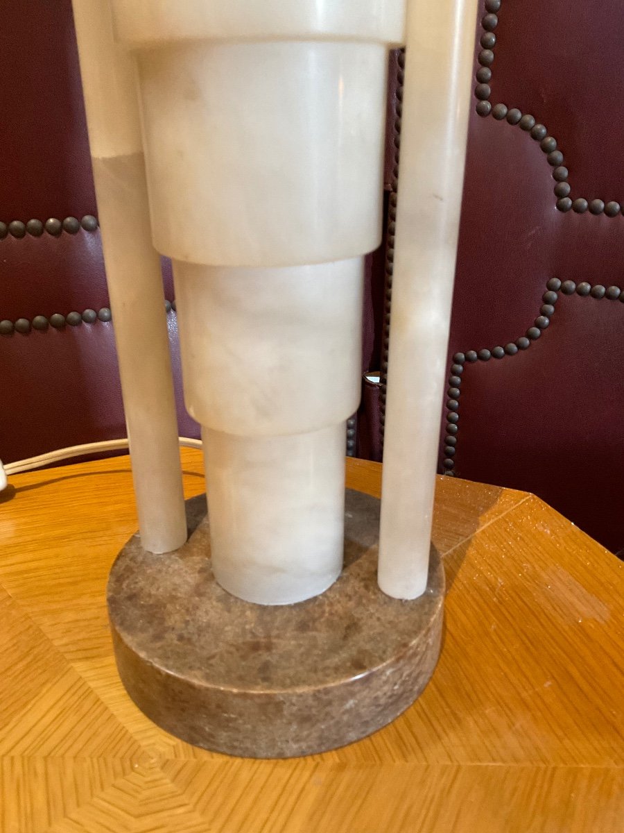 Art Deco Lamp In Alabaster And Marble Circa 1930/40 -photo-2