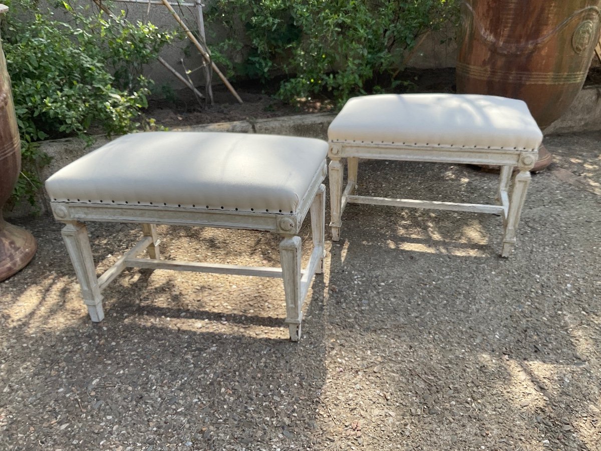 Pair Of Neoclassical Stools Early 20th Century-photo-4