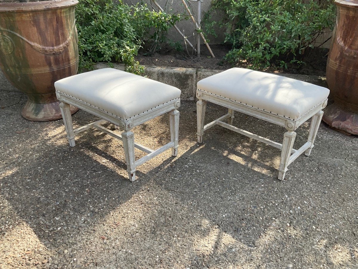 Pair Of Neoclassical Stools Early 20th Century-photo-5