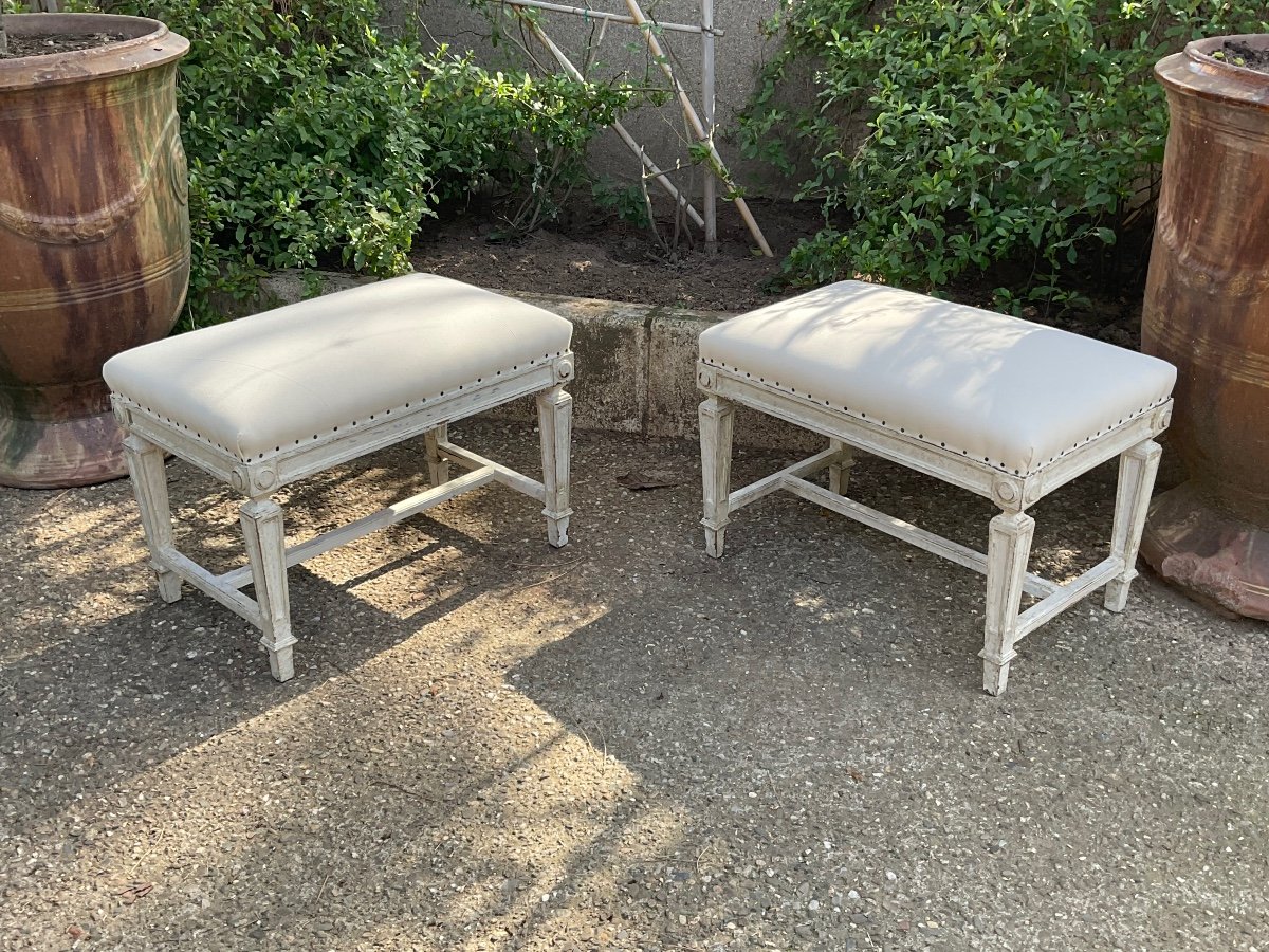 Pair Of Neoclassical Stools Early 20th Century-photo-6