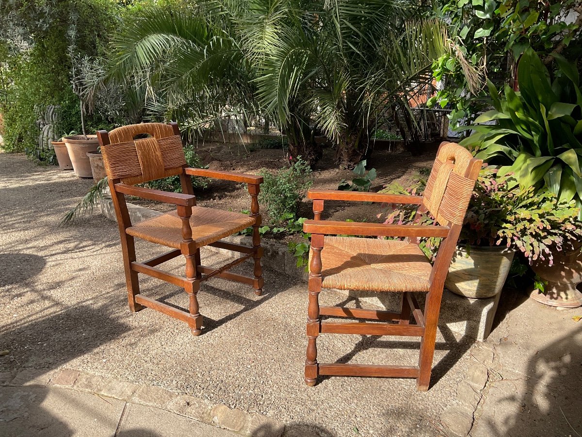 Pair Of Armchairs By Charles Dudouyt-photo-2