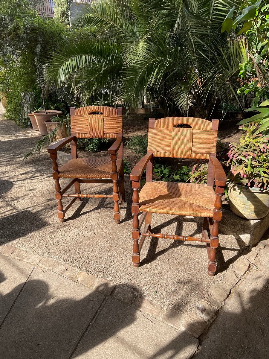 Pair Of Armchairs By Charles Dudouyt-photo-7