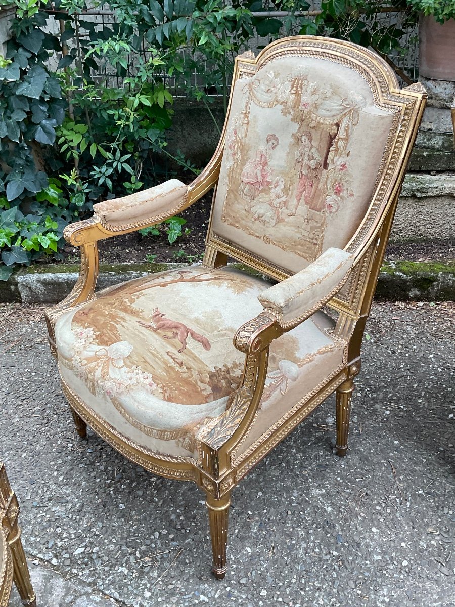 4 Louis XVI Armchairs With Flat Backs From The Napoleon III Period -photo-2