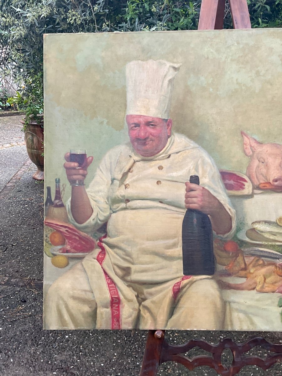 The Chef De Cuisine Large Oil On Canvas Dated 1947-photo-3