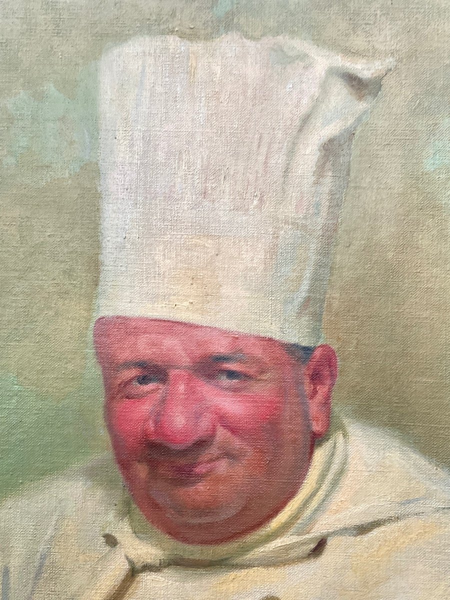 The Chef De Cuisine Large Oil On Canvas Dated 1947-photo-4