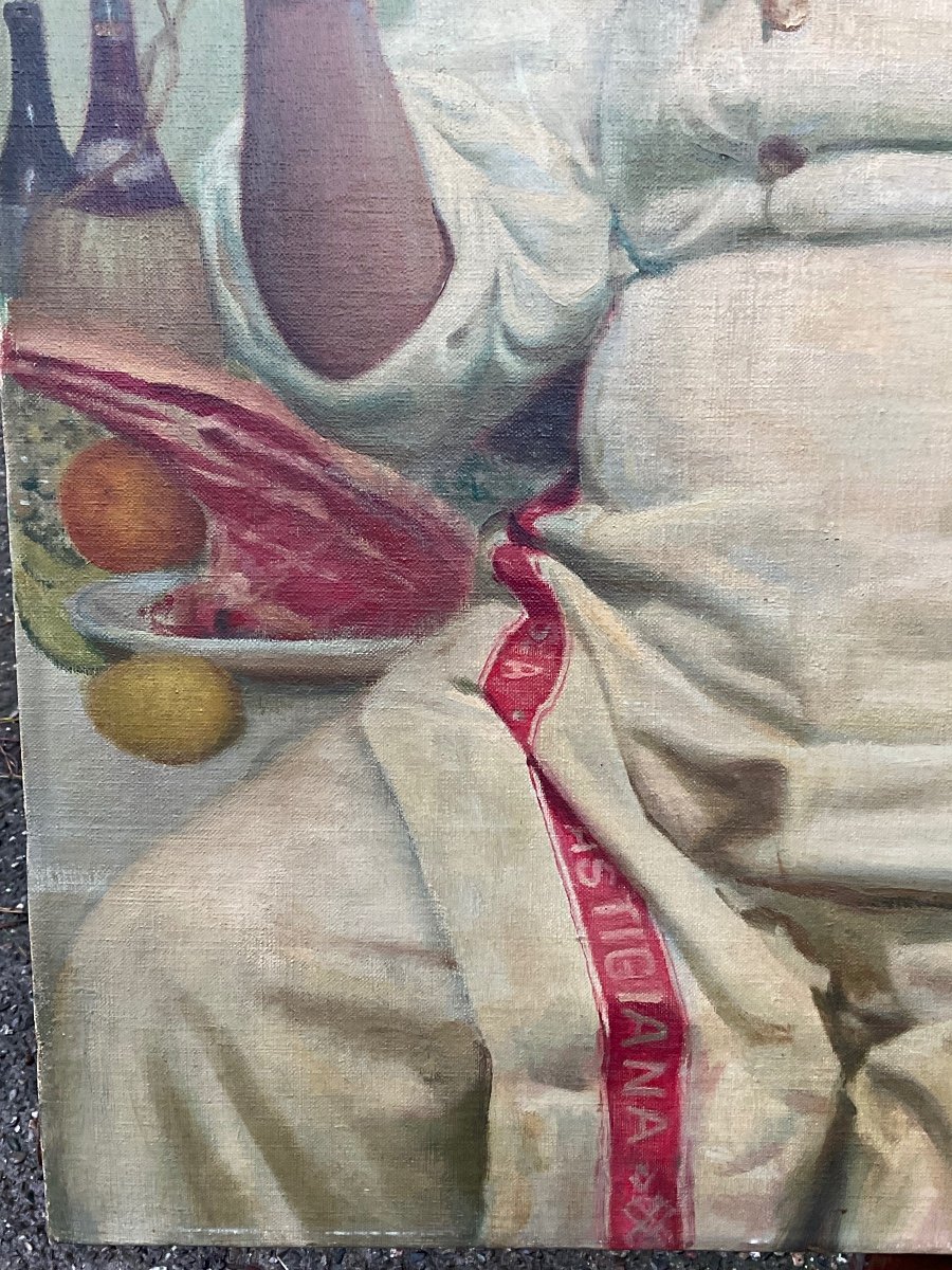 The Chef De Cuisine Large Oil On Canvas Dated 1947-photo-3