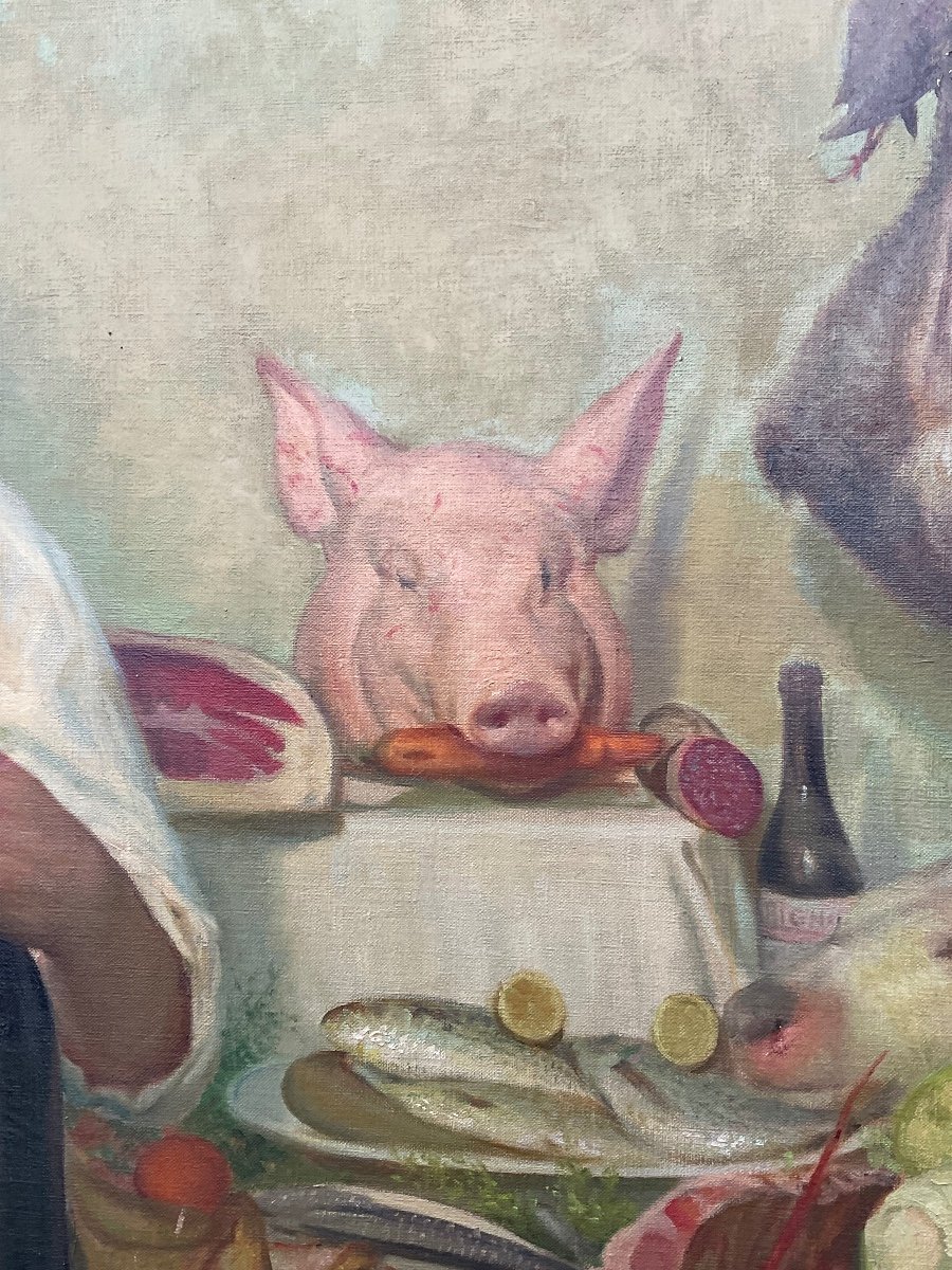 The Chef De Cuisine Large Oil On Canvas Dated 1947-photo-4