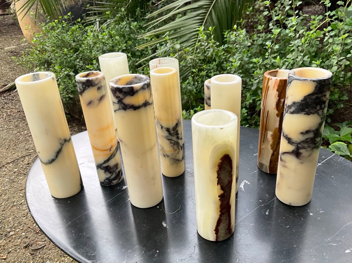 Set Of 10 Marble And Onyx Vases Circa 1970/80 