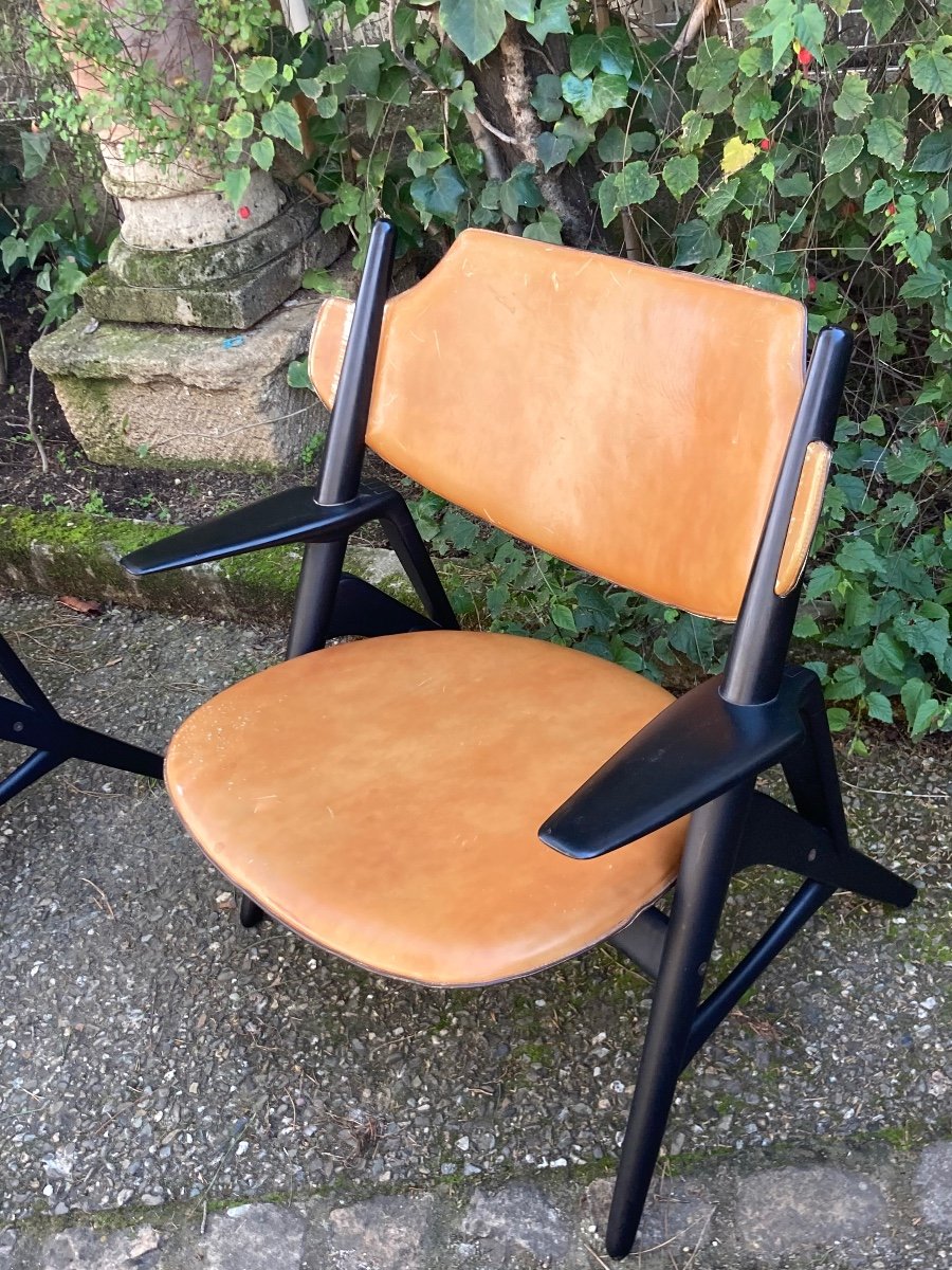 Hans Wegner Set Of 4 Lounge Armchairs Circa 1980-photo-4
