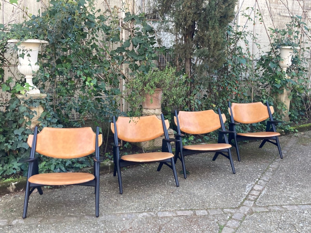 Hans Wegner Set Of 4 Lounge Armchairs Circa 1980-photo-7