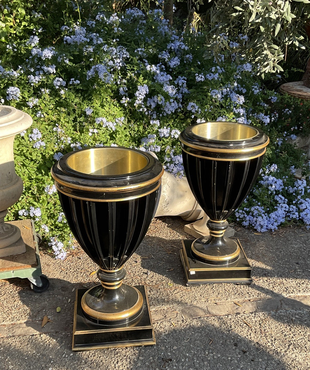 Grande Paire de jardinières Néoclassique vers 1950  attribués à Pierre Lottier 