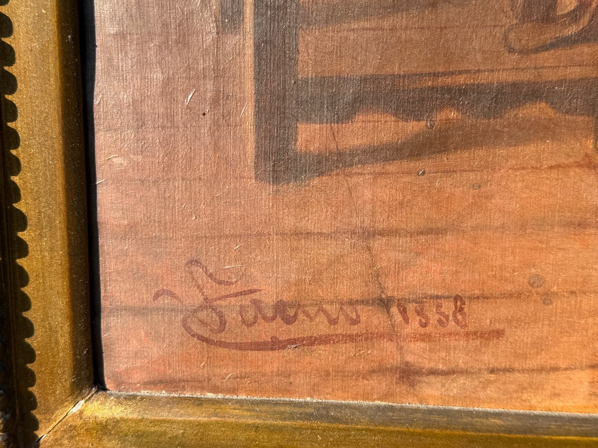 Constantino Sereno. Rest After A Good Meal. Dated 1858-photo-4