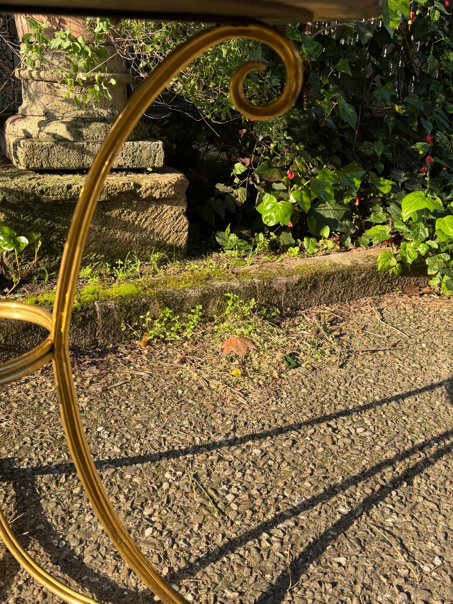 Grand Tour . Gueridon en marqueterie de marbre XIX éme-photo-2