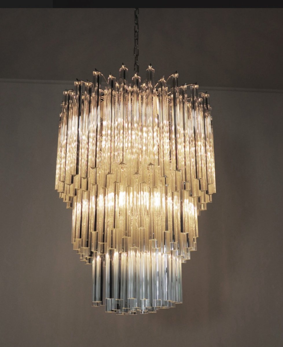 Large Murano Chandelier Including 184 Trihedral Prisms-photo-2