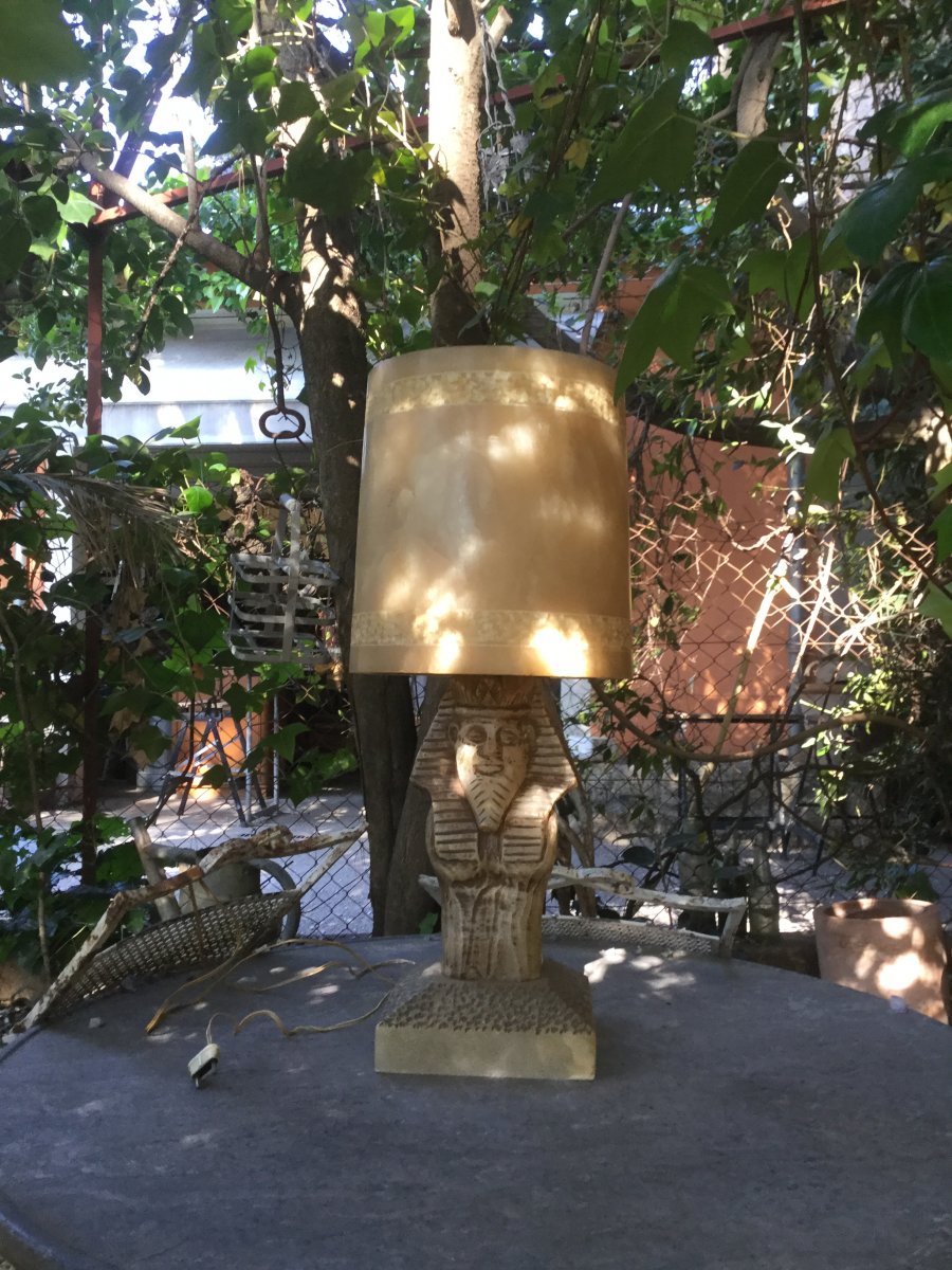 Lampe Pharaonique En Albâtre Vers 1920/30 -photo-2