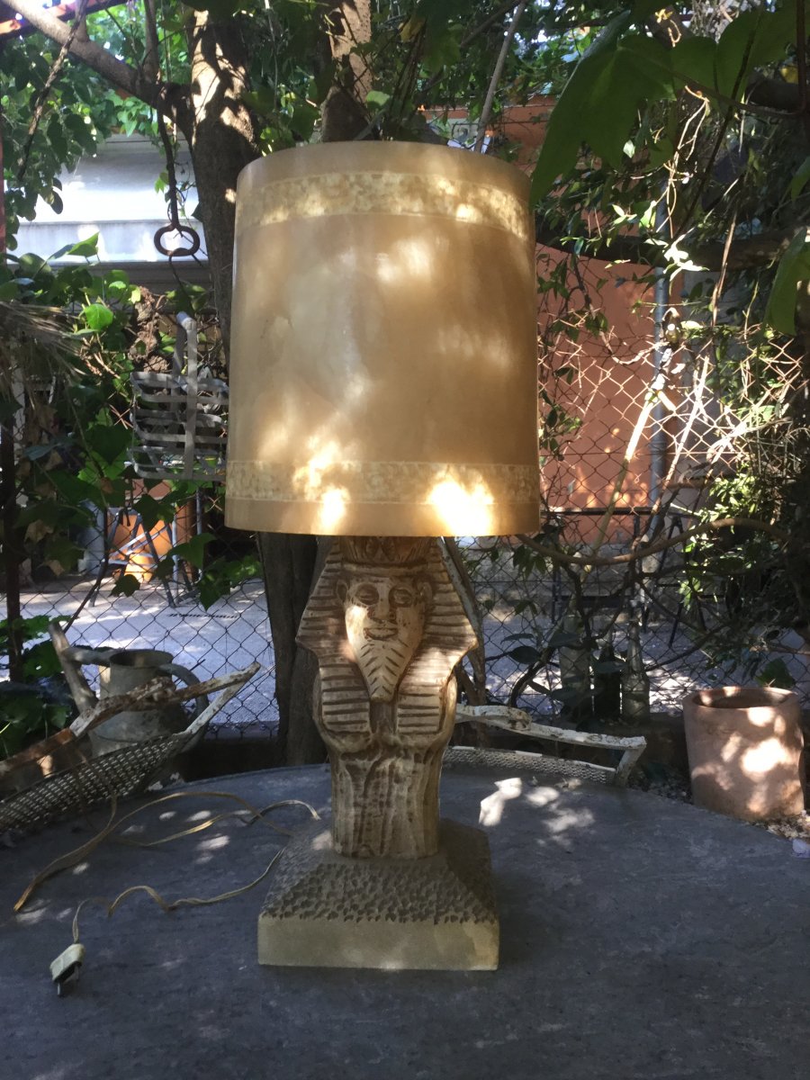 Lampe Pharaonique En Albâtre Vers 1920/30 -photo-3