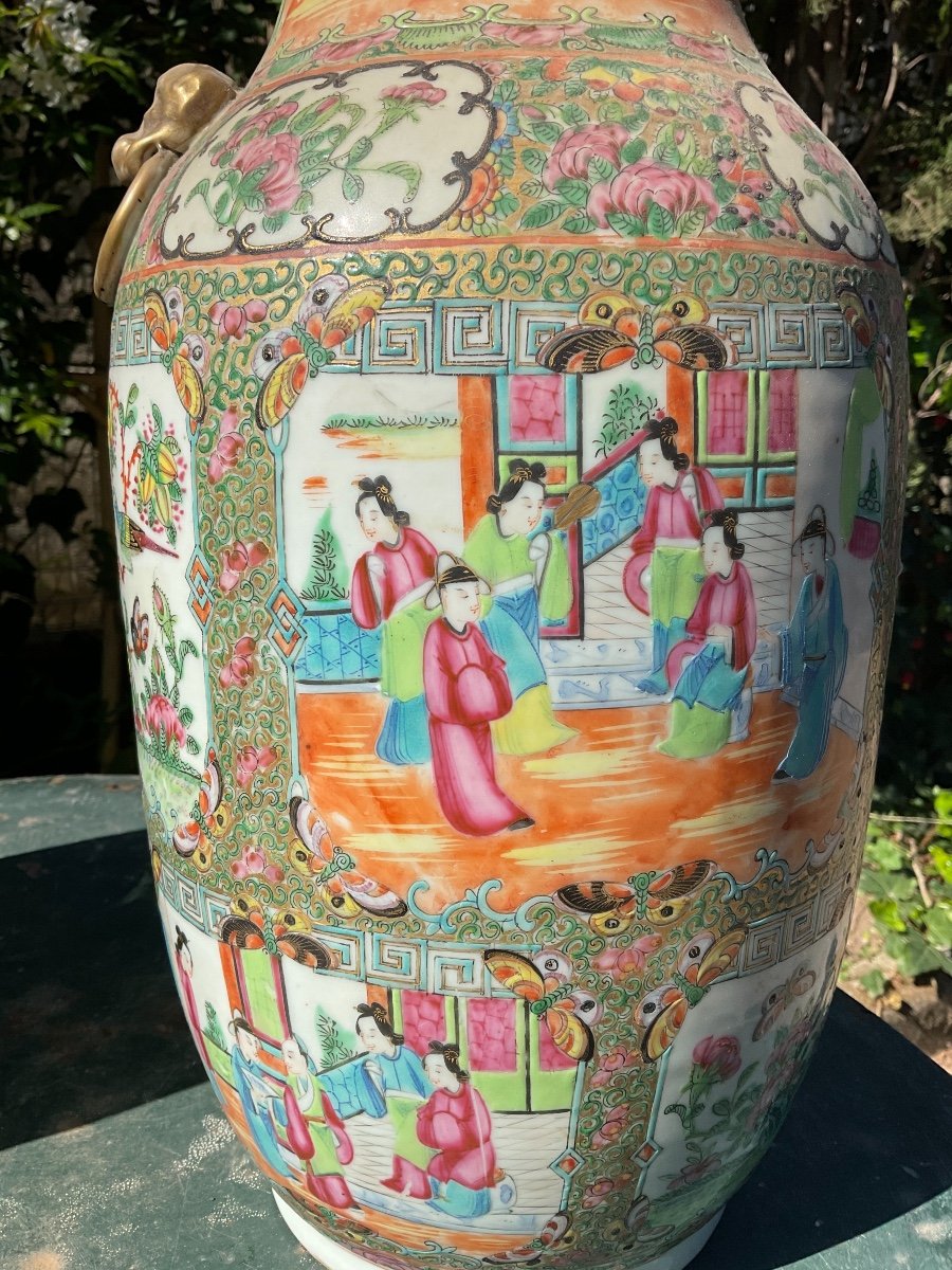 Pair Of Chinese Canton Porcelain Vases XIXth-photo-6