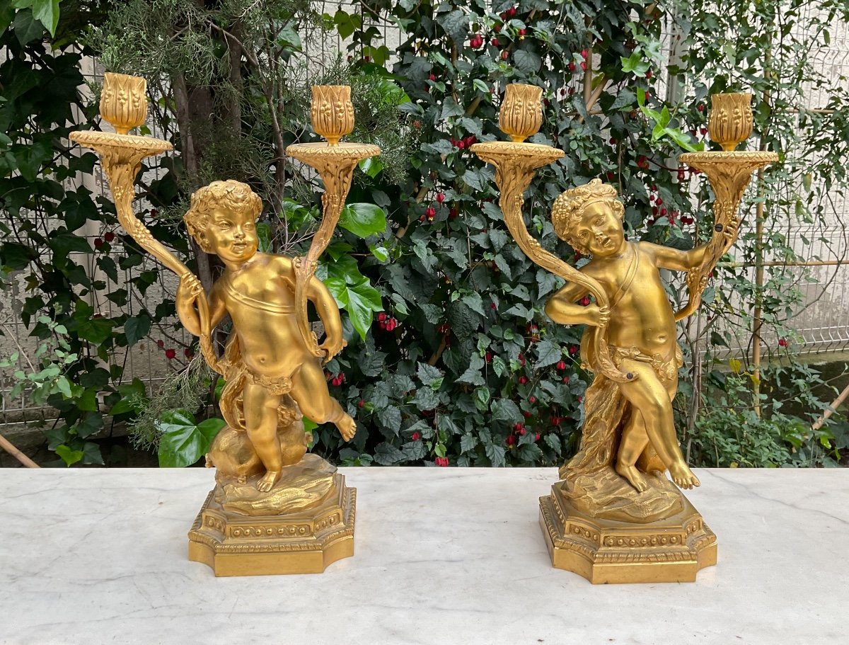 Pair Of Candelabra In Putti D Napoleon III