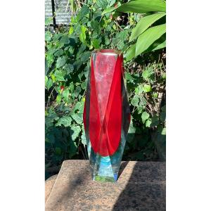 Somerso Vase In Murano Glass By Flavio Poli