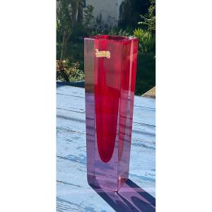 Vase rouge De Flavio Poli à Murano 