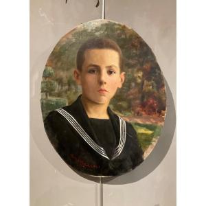 Portrait D Enfant Signé Gino Mazzoli Daté 1923