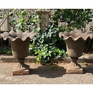 Pair Of Cast Iron Vases Around 1870/80