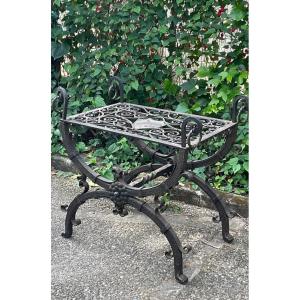 Curious Italian Living Room Table In Wrought Iron Circa 1880/1900