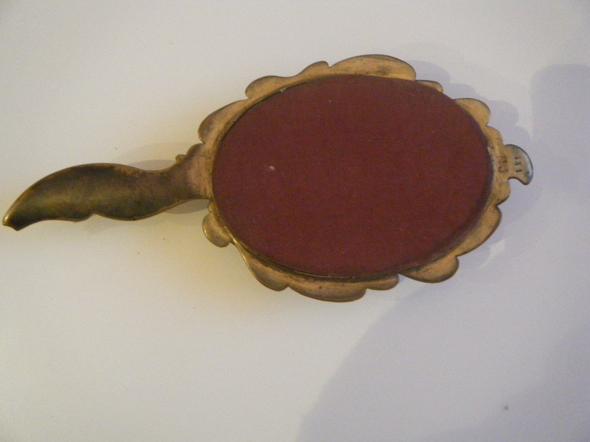 Small Cloisonne Bronze Toilet Mirror-photo-2
