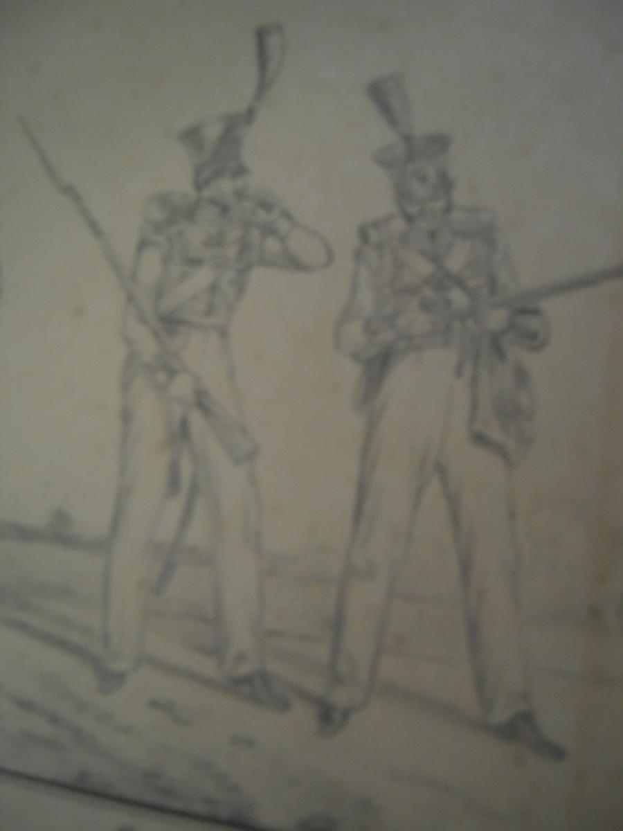 Paire De Dessins Sur l' Infanterie Et La Cavalerie Britannique En 1835-photo-2