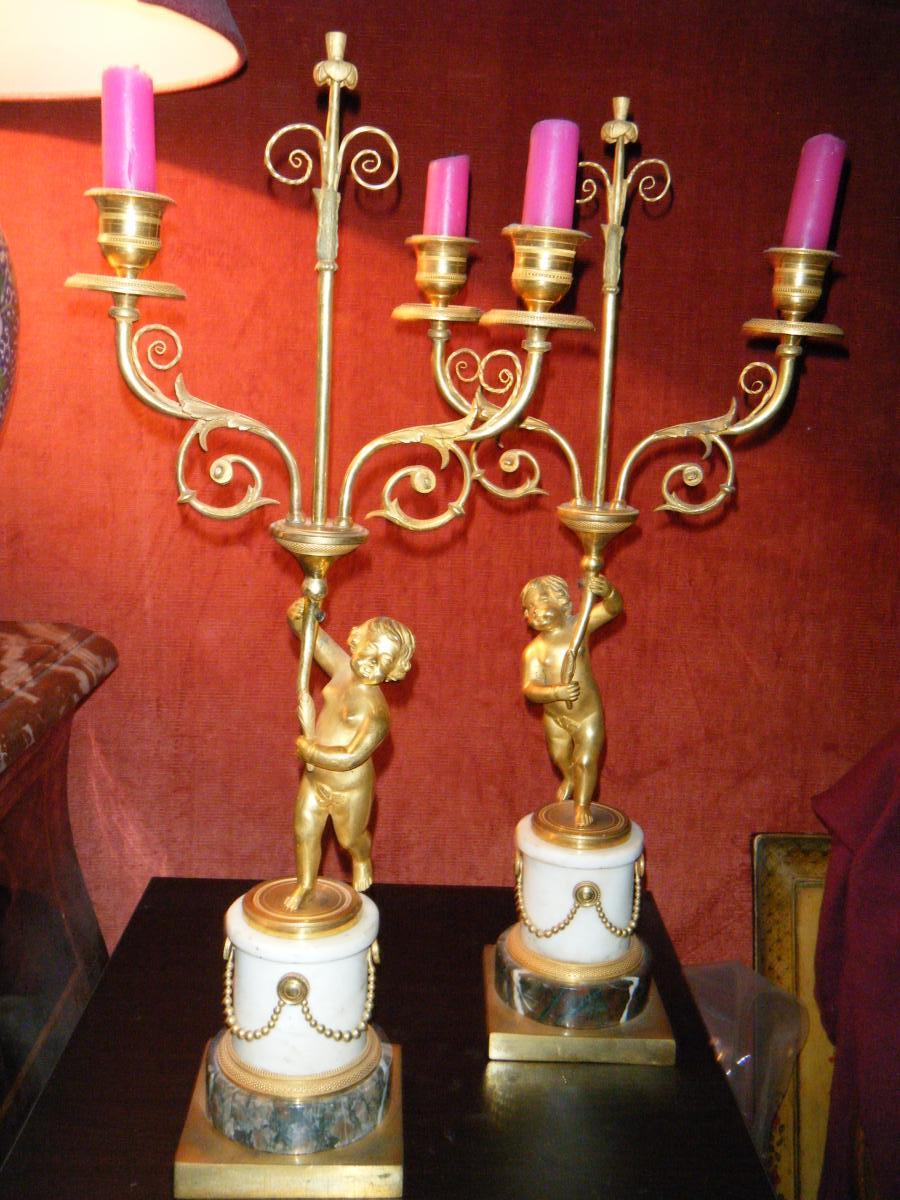 Pair Louis XVI Of Ormoulu Bronze Candlesticks.
