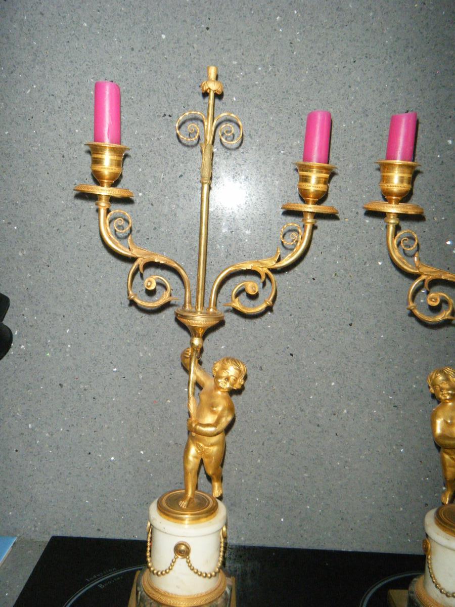 Pair Louis XVI Of Ormoulu Bronze Candlesticks.-photo-4