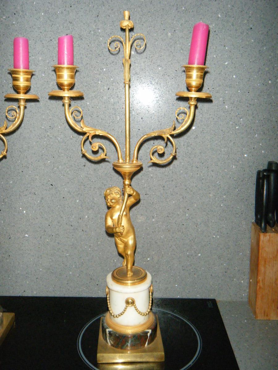 Pair Louis XVI Of Ormoulu Bronze Candlesticks.-photo-1