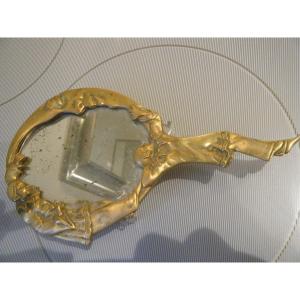 Petit Miroir De Toilette En Bronze Doré