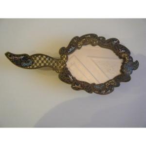 Small Cloisonne Bronze Toilet Mirror