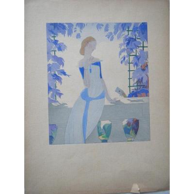 Aquatint "the Letter" Period Art Deco